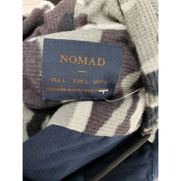 Nomad Men’s Button Up Shirt Jacket Blue Hoodie With Camo Hood. Size Large NWTS - Picture 2 of 6